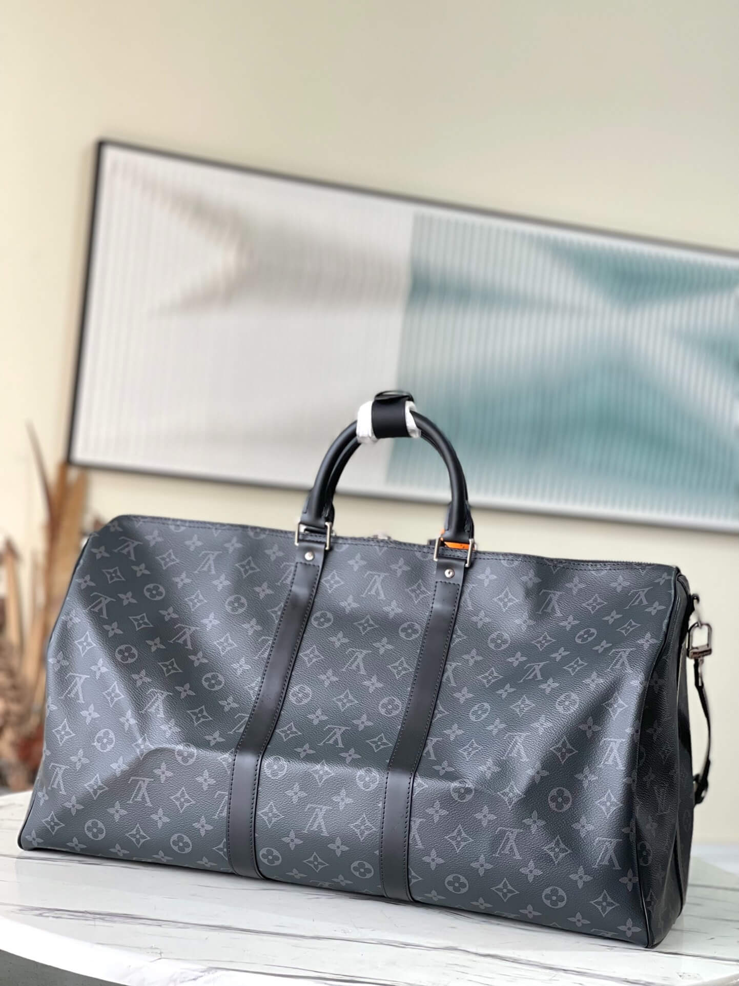 Louis Vuitton LV Monogram - Monogram Eclipse Canvas Keepall Bandouliere 45 M41418 M40569 - 50 M41416 M14202 - 55 M41414 M40605 Travel Bag Brown - Black - Image 47