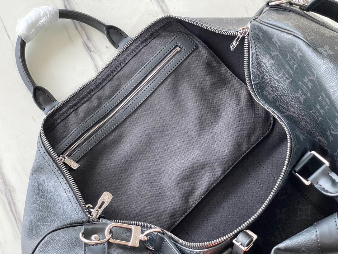 Louis Vuitton LV Monogram - Monogram Eclipse Canvas Keepall Bandouliere 45 M41418 M40569 - 50 M41416 M14202 - 55 M41414 M40605 Travel Bag Brown - Black - Image 48