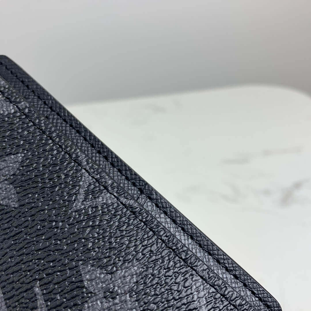 Louis Vuitton LV Monogram Eclipse Canvas Pocket Organizer Wallet M61696 Black - Image 6