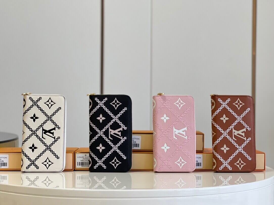 Louis Vuitton LV Monogram Empreint Leather Zippy Wallet M81138 Light Pink M81139 Black M81141 Cream Beige/Black - Caramel