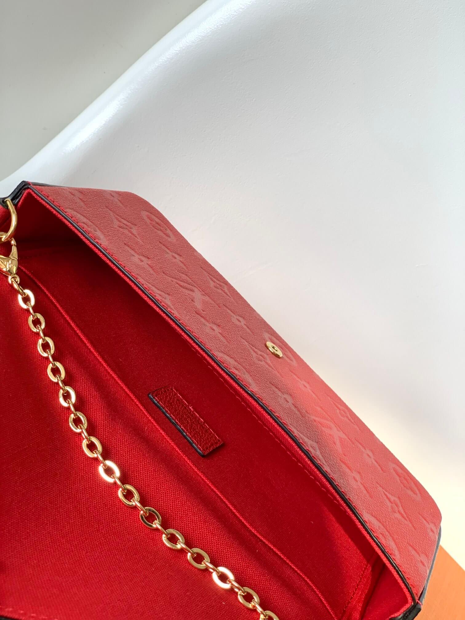 Louis Vuitton LV Monogram Empreinte Pochette Félicie Chain Wallet M82477 Black M63700 Red M82363 Cream M83589 Beige M82609 Navy Blue M64099 Marine Blue - Image 13