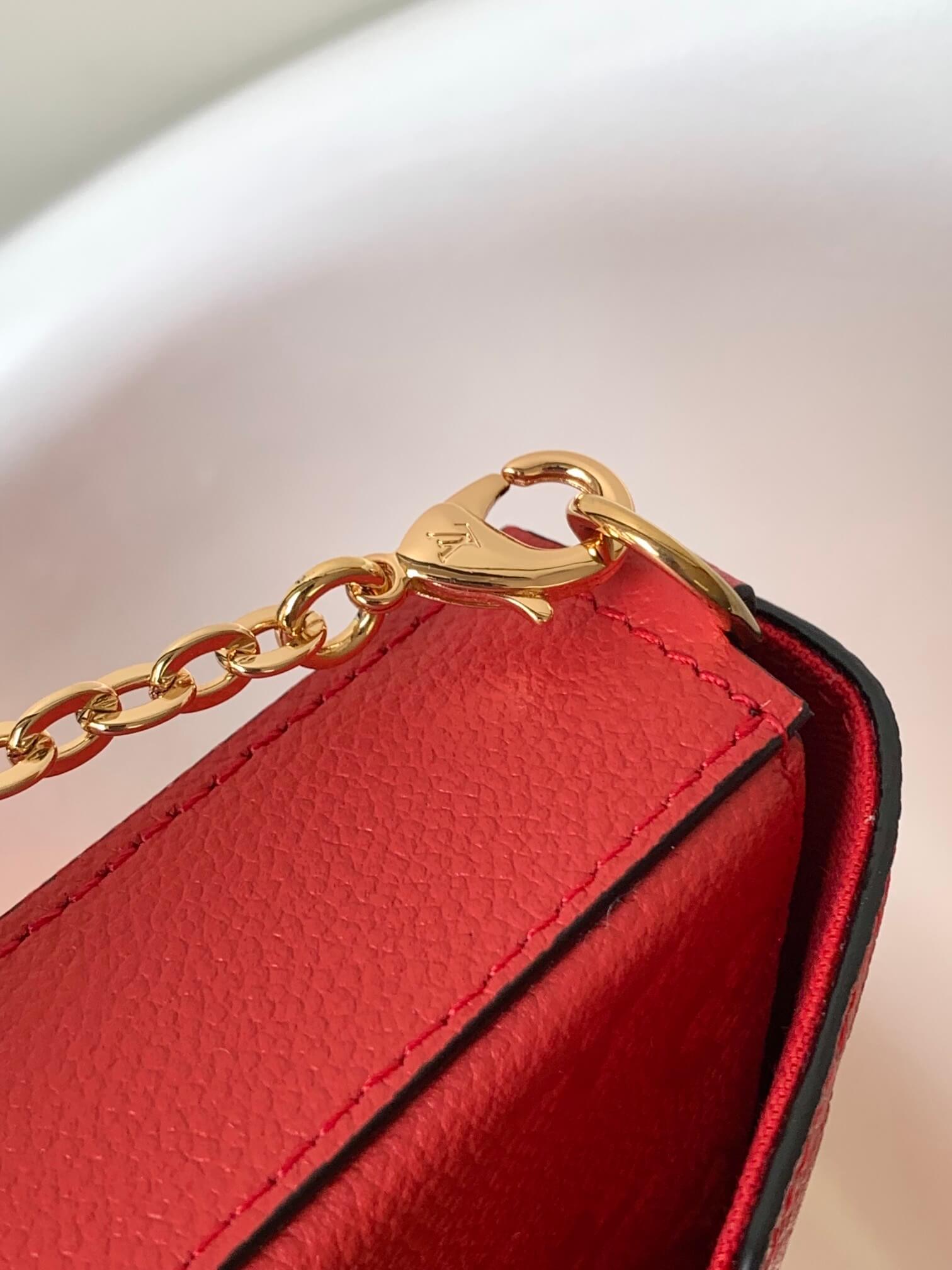 Louis Vuitton LV Monogram Empreinte Pochette Félicie Chain Wallet M82477 Black M63700 Red M82363 Cream M83589 Beige M82609 Navy Blue M64099 Marine Blue - Image 17