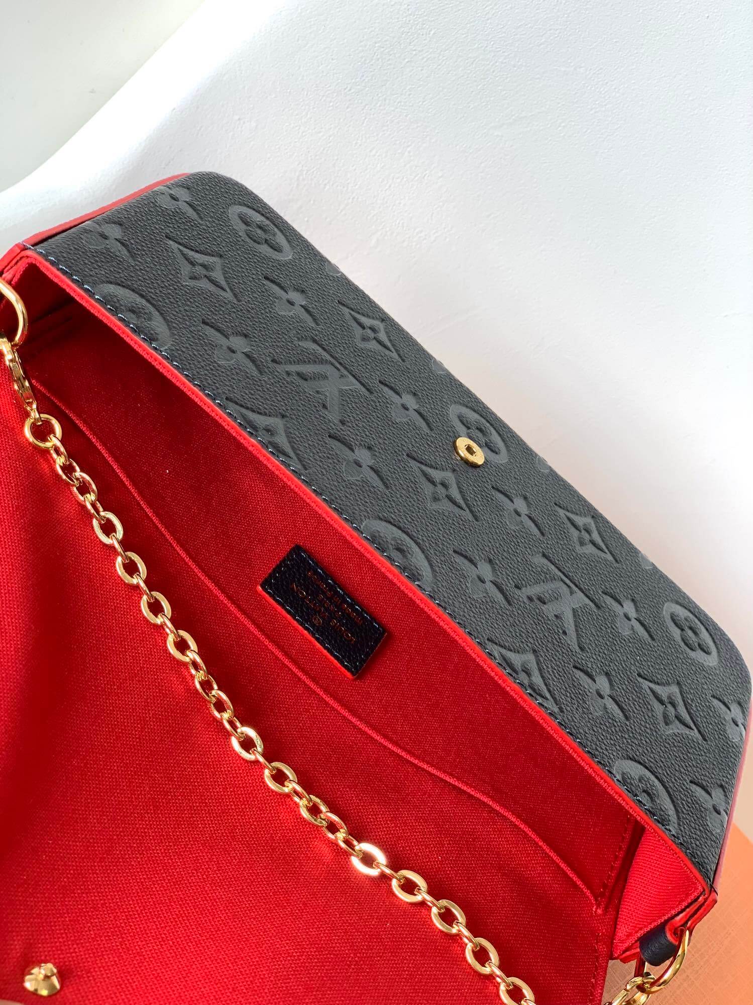 Louis Vuitton LV Monogram Empreinte Pochette Félicie Chain Wallet M82477 Black M63700 Red M82363 Cream M83589 Beige M82609 Navy Blue M64099 Marine Blue - Image 50