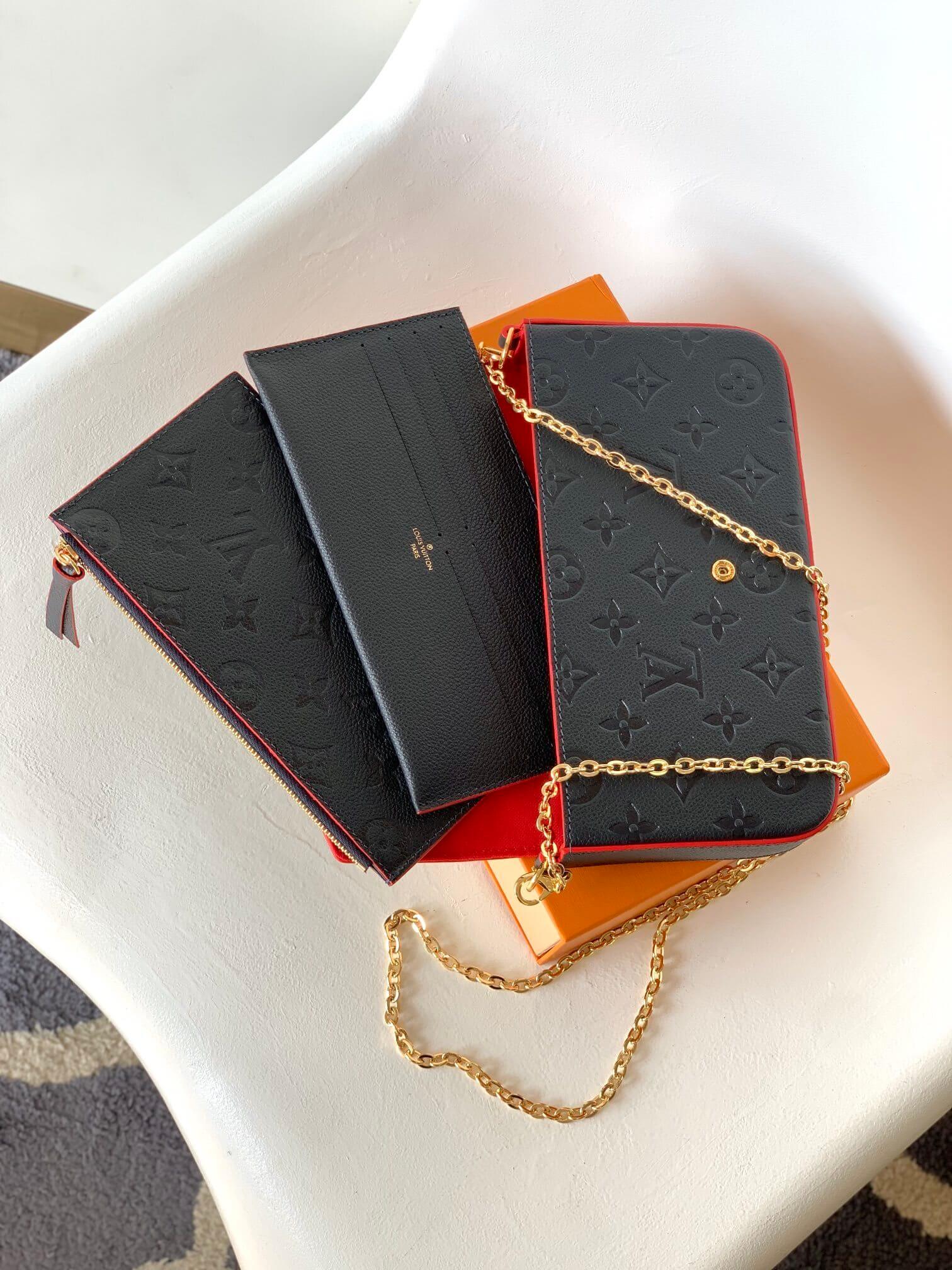 Louis Vuitton LV Monogram Empreinte Pochette Félicie Chain Wallet M82477 Black M63700 Red M82363 Cream M83589 Beige M82609 Navy Blue M64099 Marine Blue - Image 49