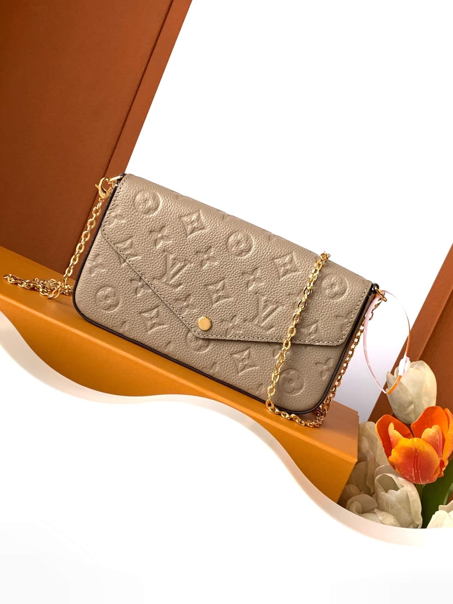 Louis Vuitton LV Monogram Empreinte Pochette Félicie Chain Wallet M82477 Black M63700 Red M82363 Cream M83589 Beige M82609 Navy Blue M64099 Marine Blue - Image 29