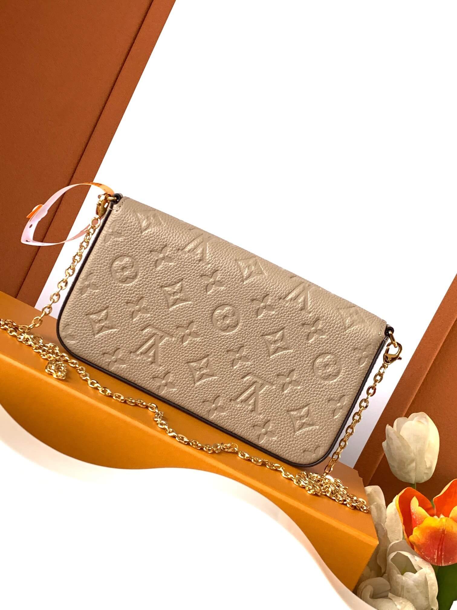 Louis Vuitton LV Monogram Empreinte Pochette Félicie Chain Wallet M82477 Black M63700 Red M82363 Cream M83589 Beige M82609 Navy Blue M64099 Marine Blue - Image 30