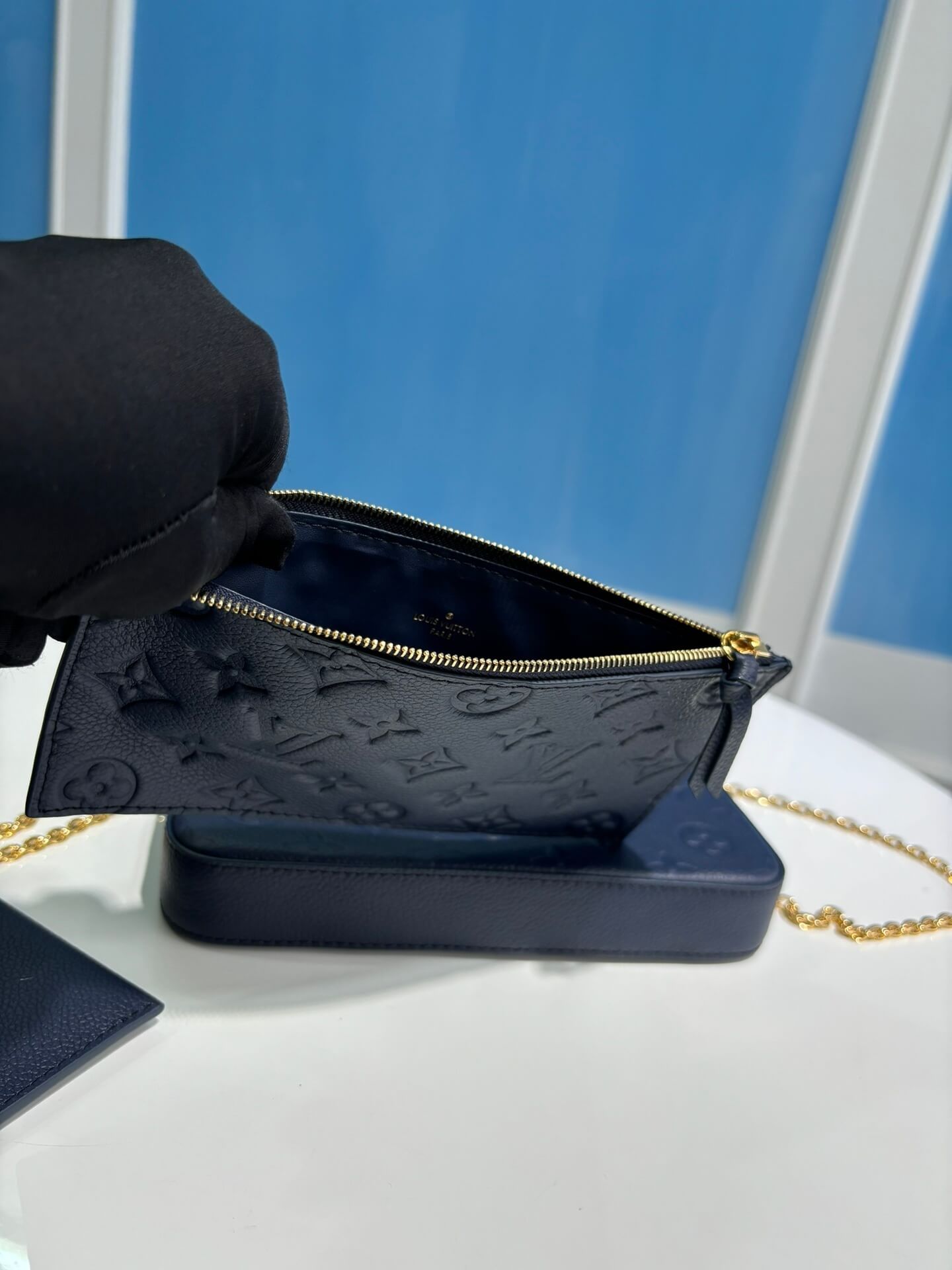 Louis Vuitton LV Monogram Empreinte Pochette Félicie Chain Wallet M82477 Black M63700 Red M82363 Cream M83589 Beige M82609 Navy Blue M64099 Marine Blue - Image 45