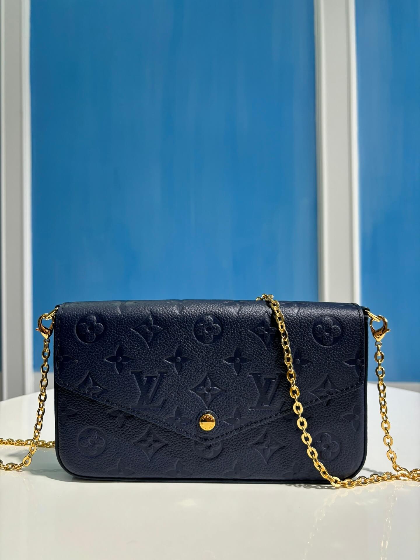 Louis Vuitton LV Monogram Empreinte Pochette Félicie Chain Wallet M82477 Black M63700 Red M82363 Cream M83589 Beige M82609 Navy Blue M64099 Marine Blue - Image 38