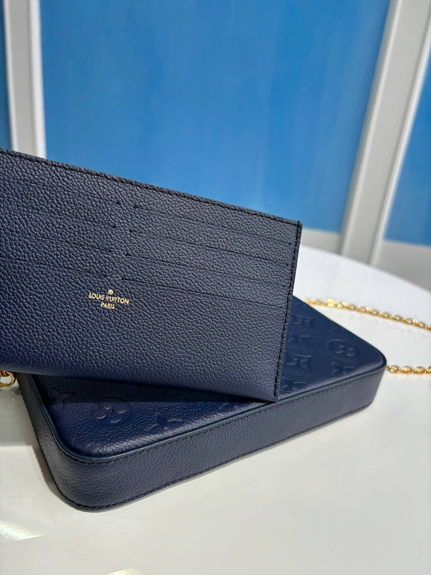 Louis Vuitton LV Monogram Empreinte Pochette Félicie Chain Wallet M82477 Black M63700 Red M82363 Cream M83589 Beige M82609 Navy Blue M64099 Marine Blue - Image 42