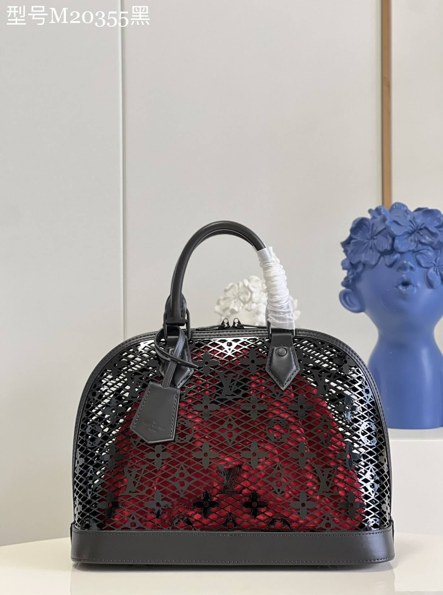 Louis Vuitton LV Monogram Lace ALMA PM Small Handbag M20355 Black/Red