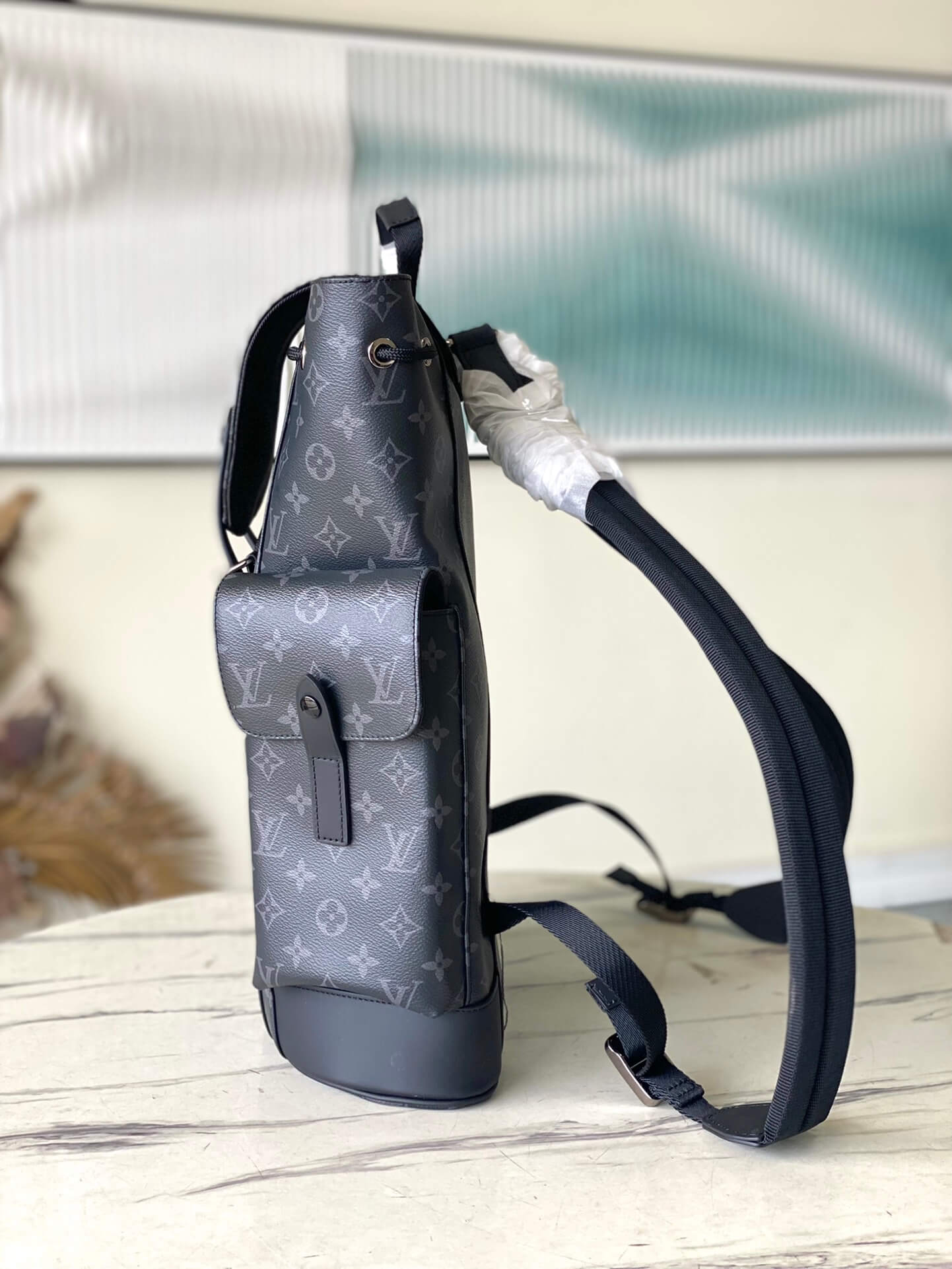 Louis Vuitton LV Monogram Macassar - Monogram Eclipse Canvas Christopher Backpack MM Bag M43735 Brown - Black - Image 13