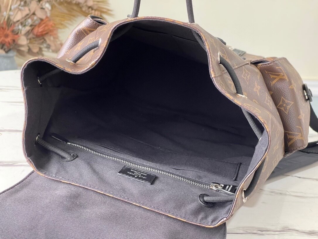 Louis Vuitton LV Monogram Macassar - Monogram Eclipse Canvas Christopher Backpack MM Bag M43735 Brown - Black - Image 5