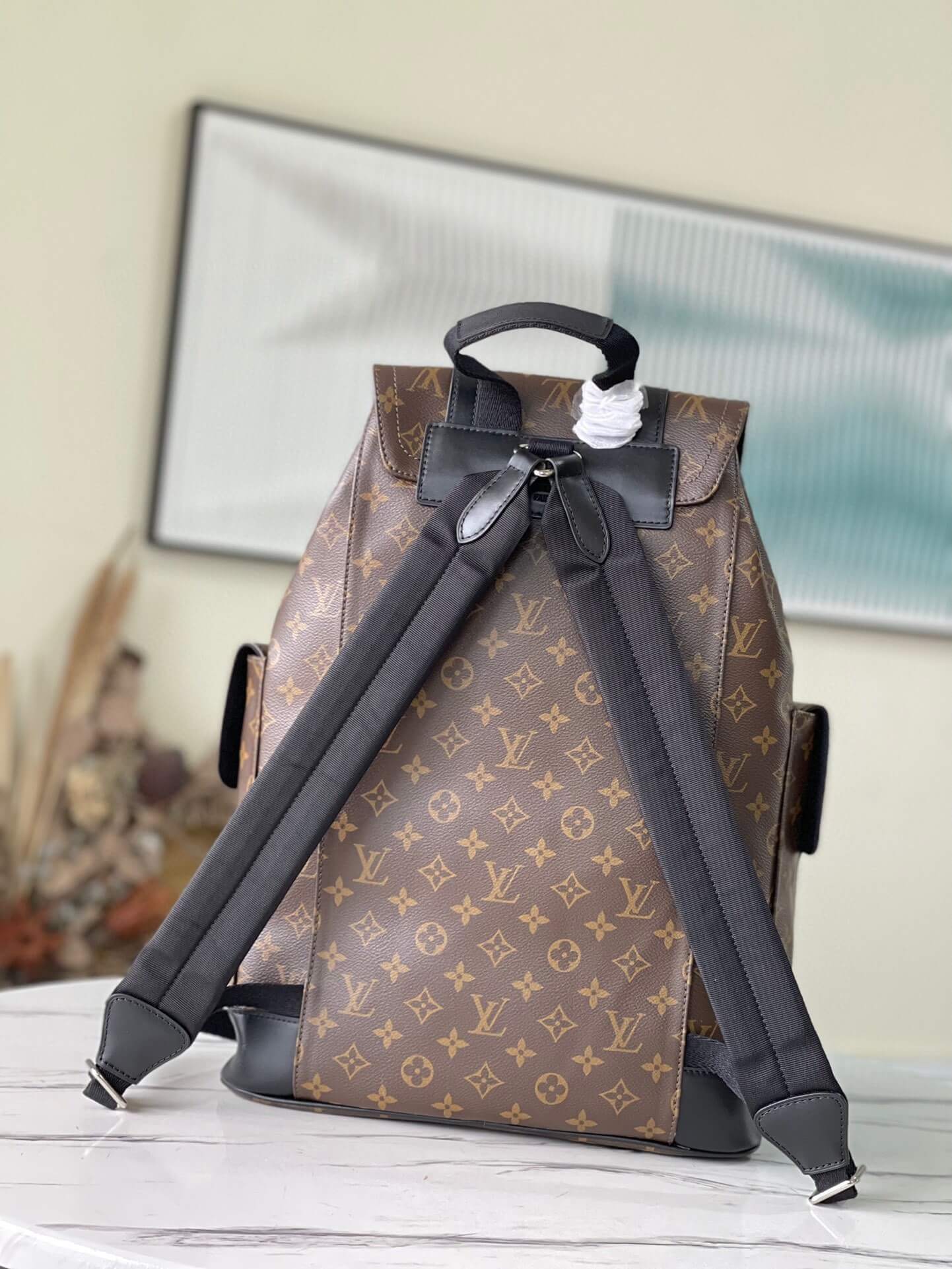 Louis Vuitton LV Monogram Macassar - Monogram Eclipse Canvas Christopher Backpack MM Bag M43735 Brown - Black - Image 3