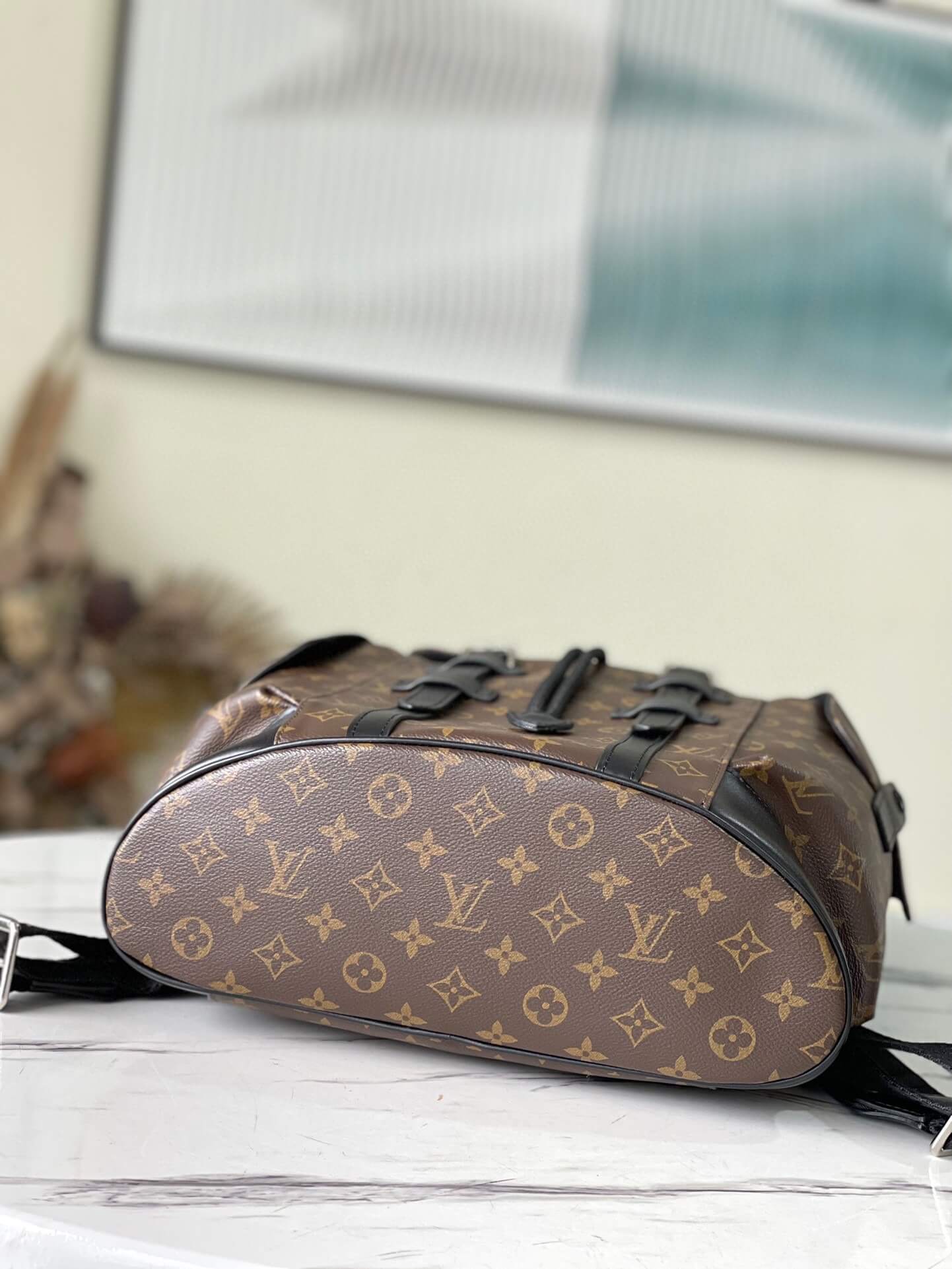 Louis Vuitton LV Monogram Macassar - Monogram Eclipse Canvas Christopher Backpack MM Bag M43735 Brown - Black - Image 10