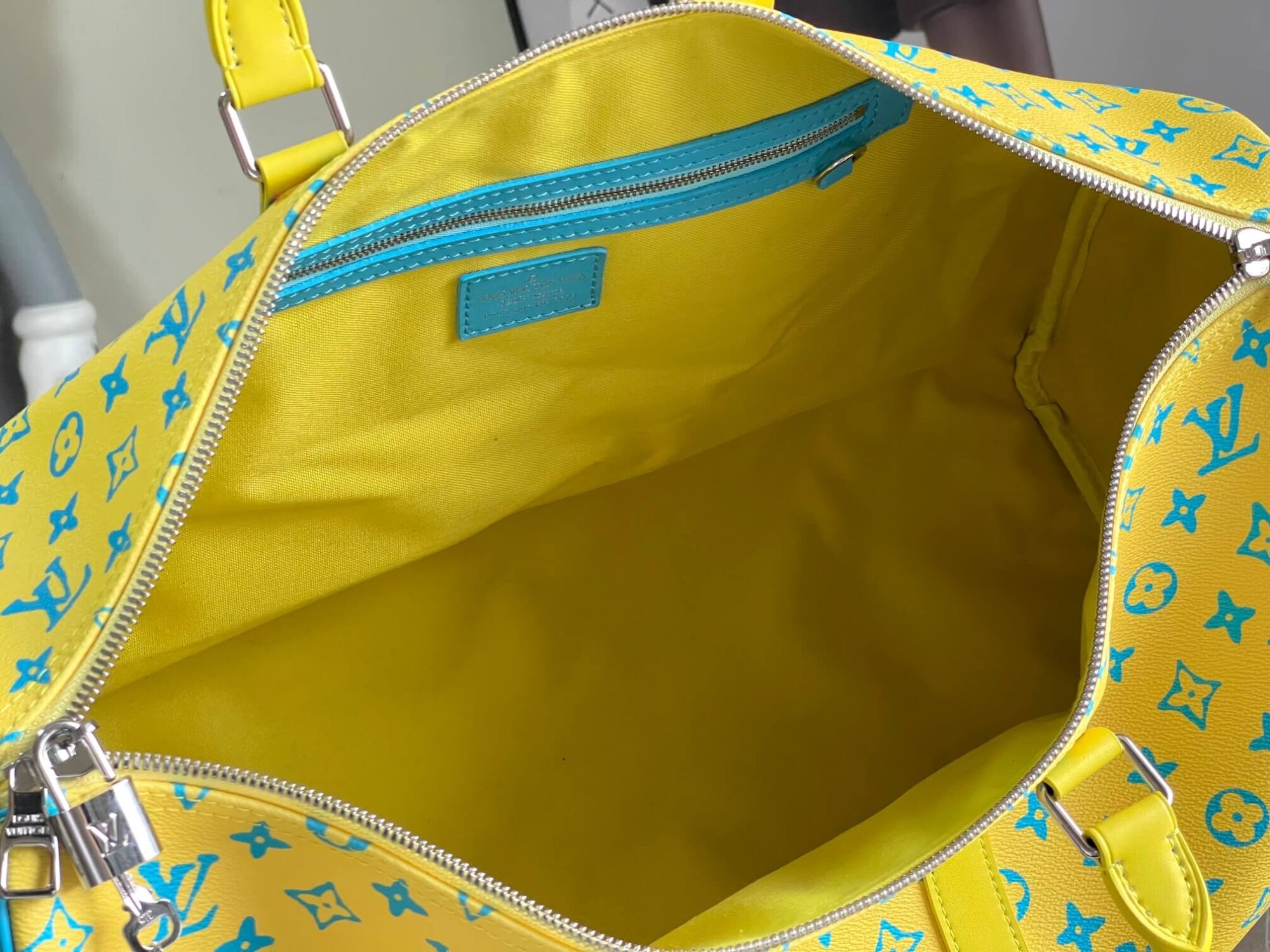 Louis Vuitton LV Monogram Playground canvas Keepall Bandouliere 50 Travel Shoulder Bag M21869 Yellow - Image 3