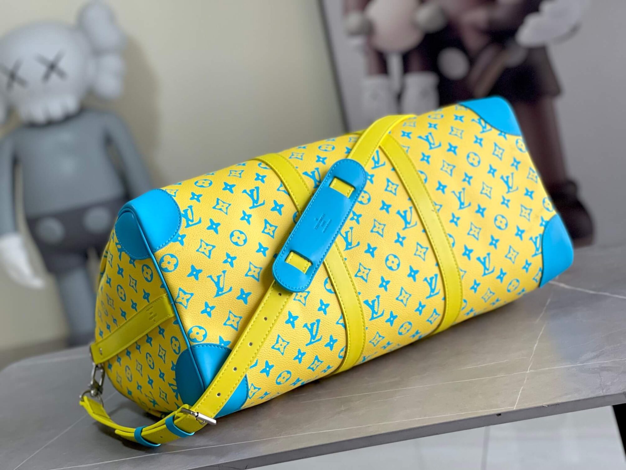 Louis Vuitton LV Monogram Playground canvas Keepall Bandouliere 50 Travel Shoulder Bag M21869 Yellow - Image 9