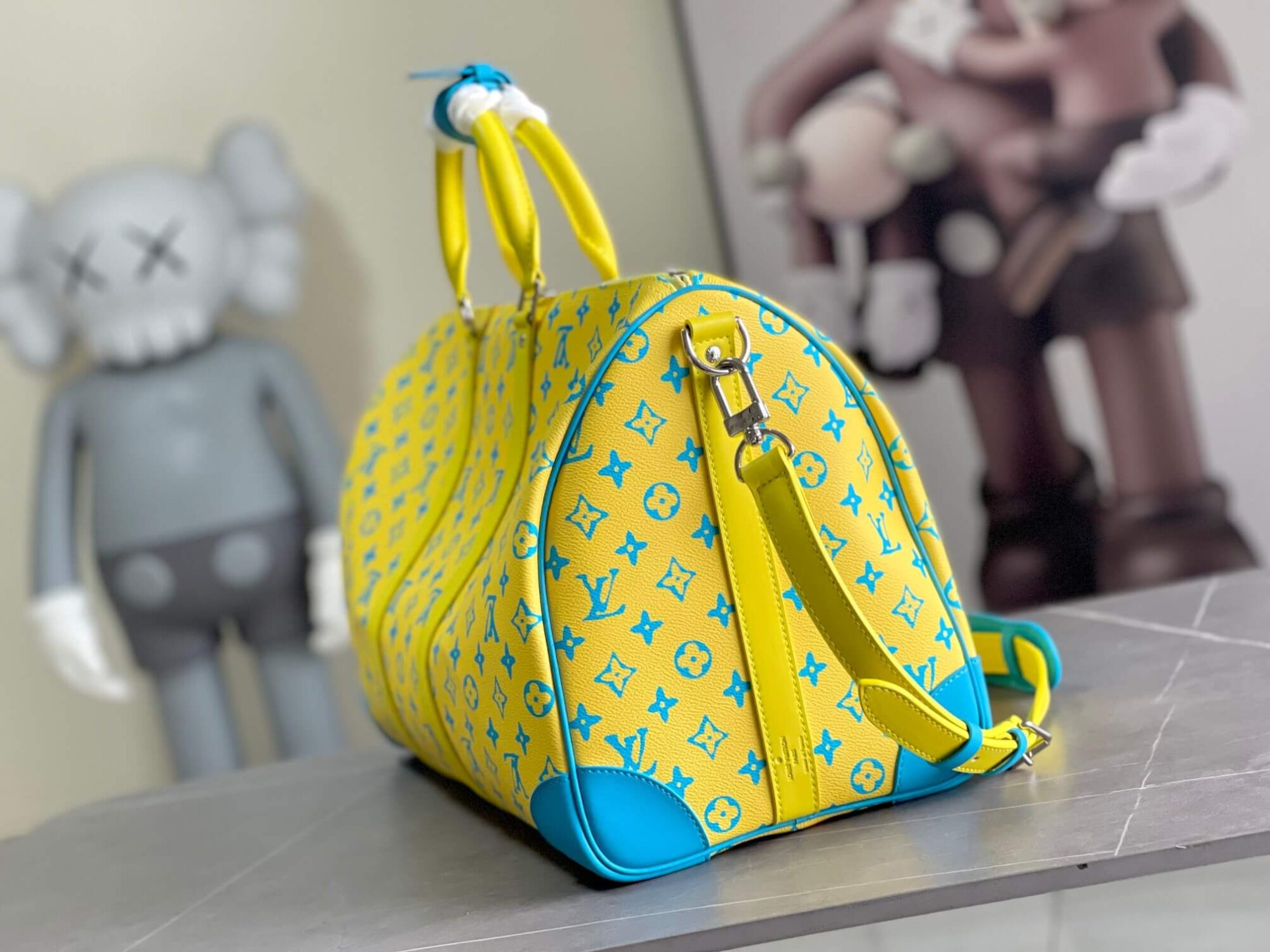 Louis Vuitton LV Monogram Playground canvas Keepall Bandouliere 50 Travel Shoulder Bag M21869 Yellow - Image 4
