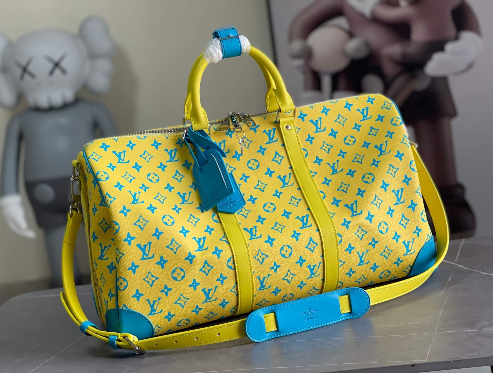Louis Vuitton LV Monogram Playground canvas Keepall Bandouliere 50 Travel Shoulder Bag M21869 Yellow