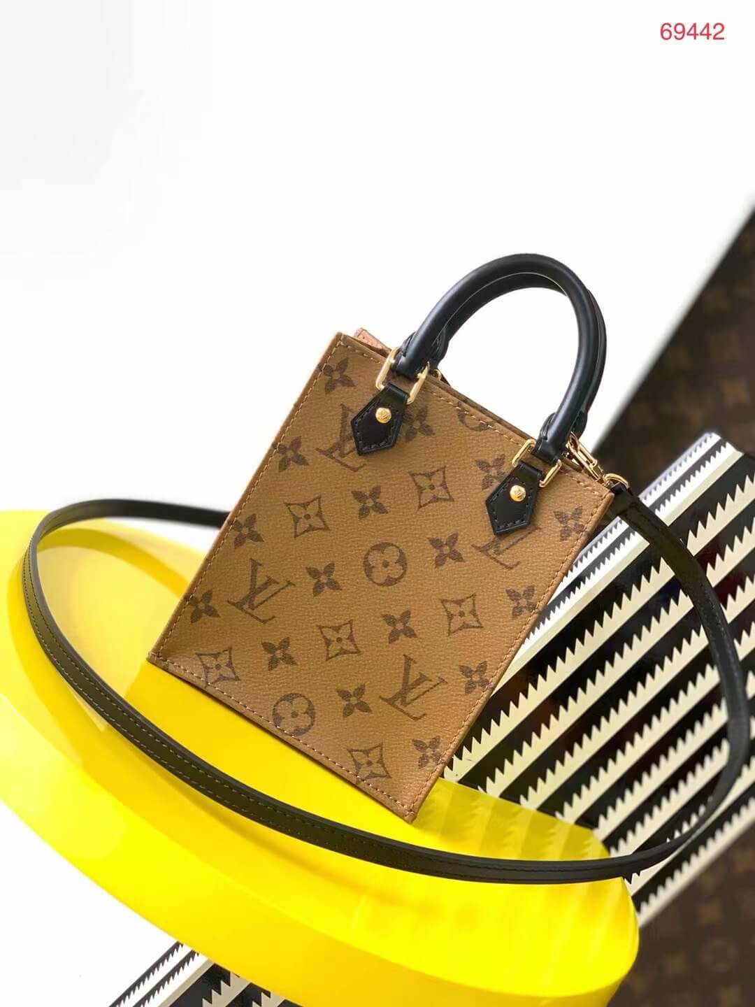 Louis Vuitton LV Monogram Reverse Canvas Petit Sac Plat Bag M69442 Caramel Brown - Image 8