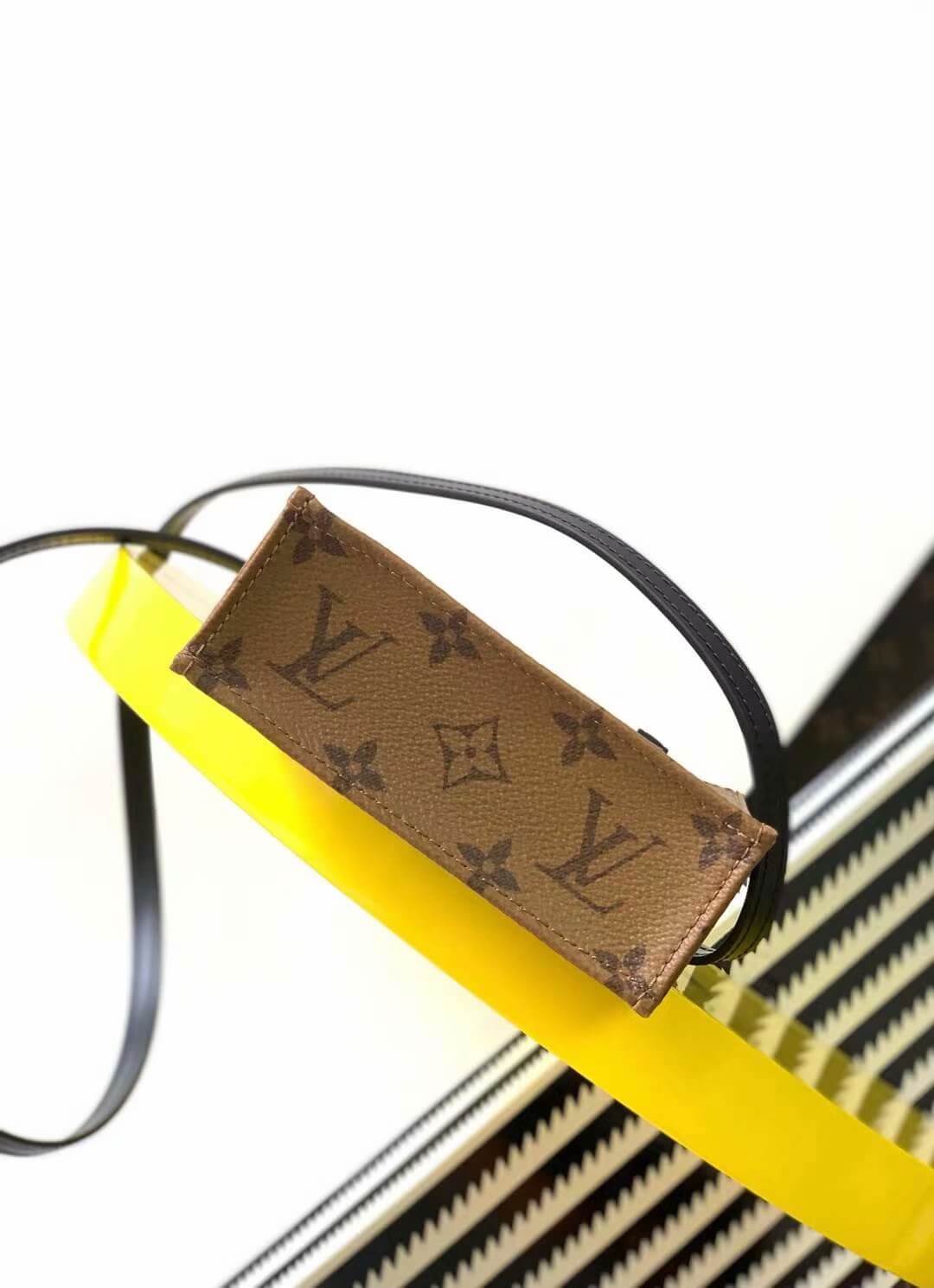 Louis Vuitton LV Monogram Reverse Canvas Petit Sac Plat Bag M69442 Caramel Brown - Image 5