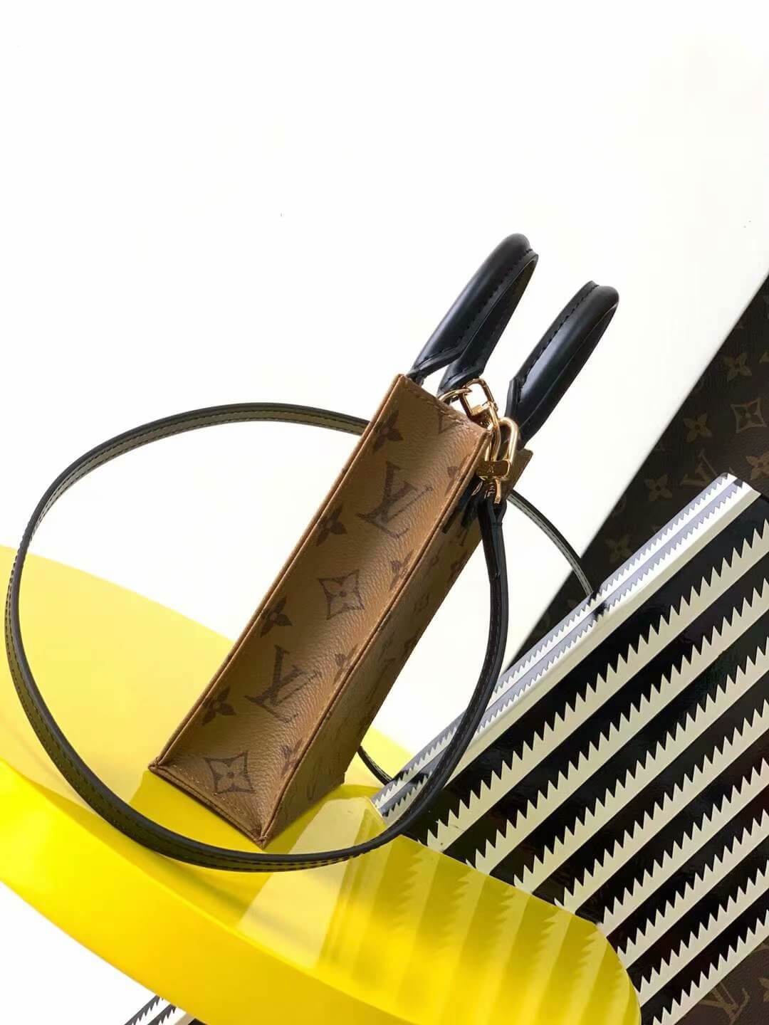 Louis Vuitton LV Monogram Reverse Canvas Petit Sac Plat Bag M69442 Caramel Brown - Image 3