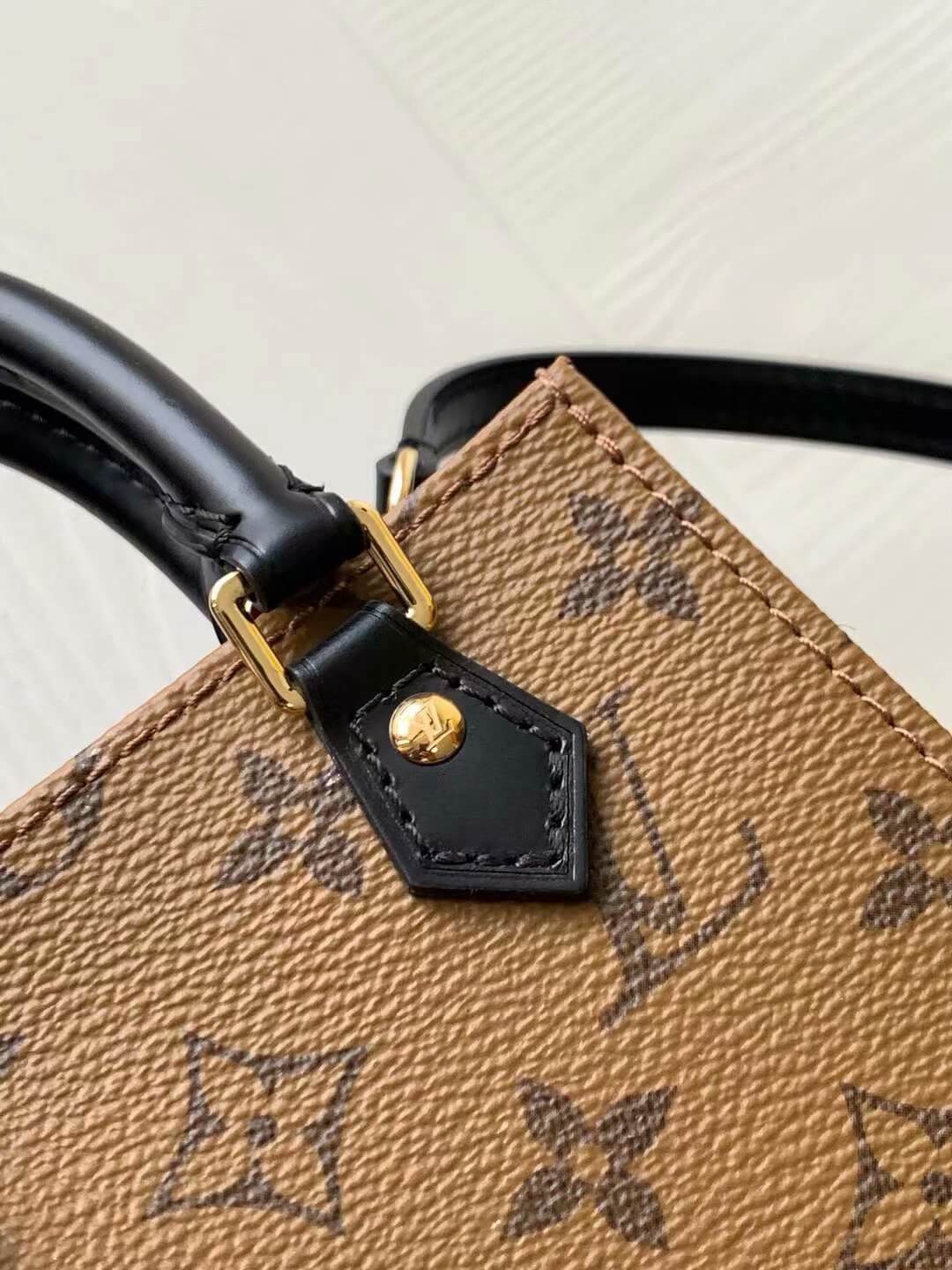 Louis Vuitton LV Monogram Reverse Canvas Petit Sac Plat Bag M69442 Caramel Brown - Image 7