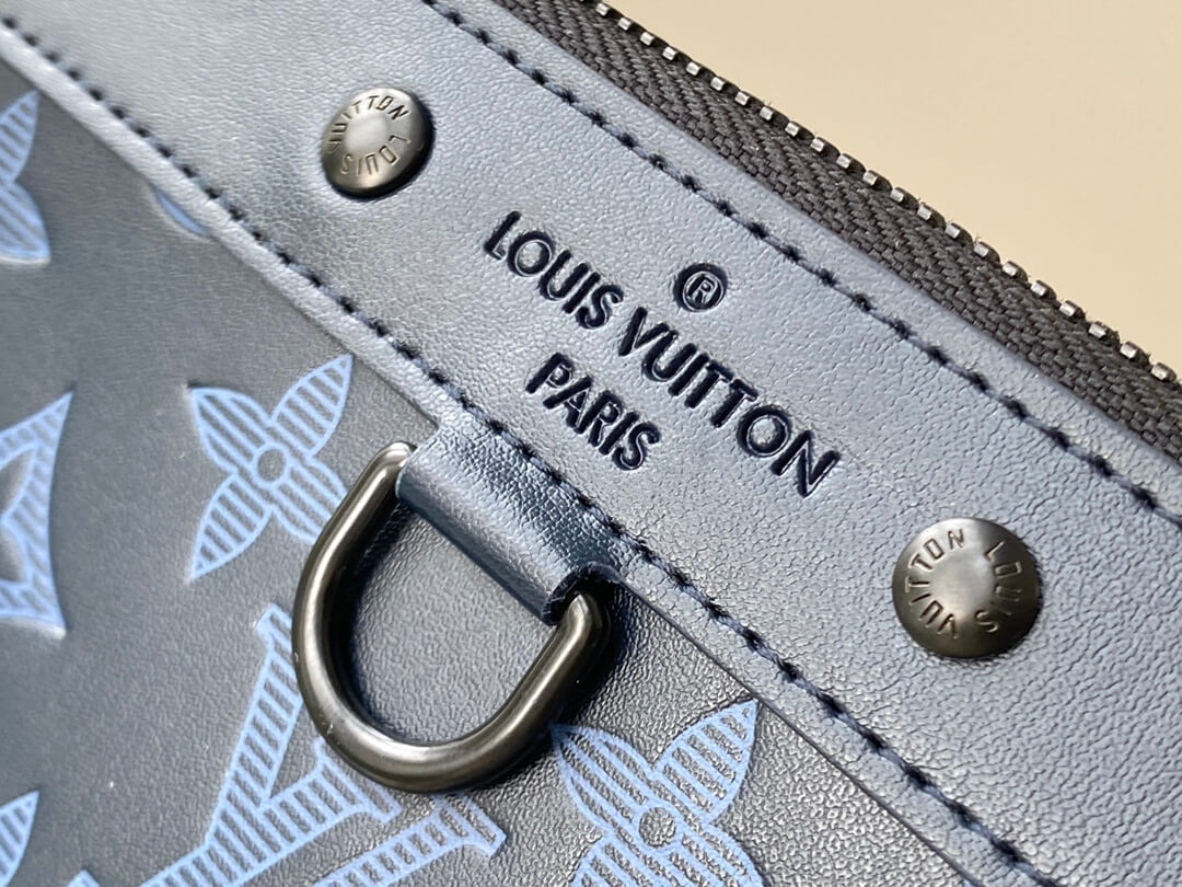 Louis Vuitton LV Monogram Shadow Discovery Pochette GM Handbag M80425 Navy Blue - Image 8