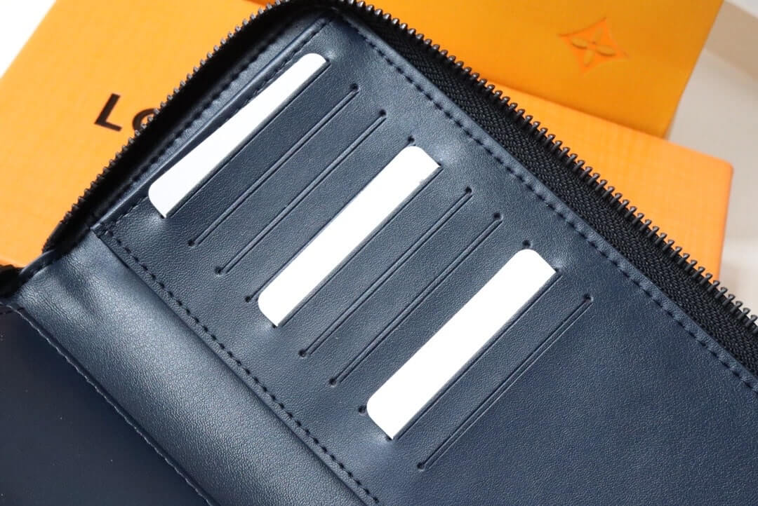 Louis Vuitton LV Monogram Shadow Vertical Zippy Wallet M80423 Navy Blue - Image 3