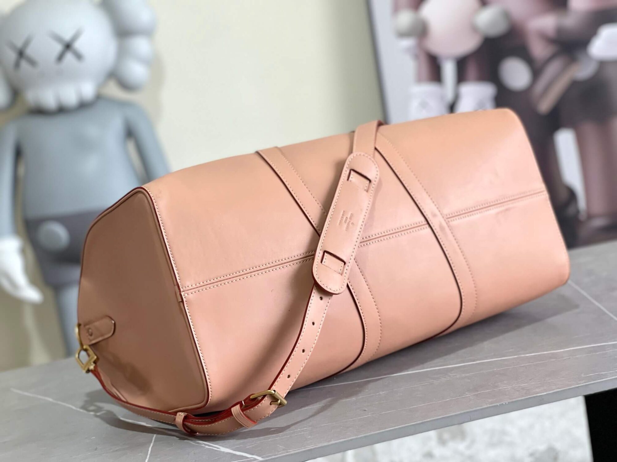 Louis Vuitton LV Monogram Solar Ray canvas Keepall Bandoulière 50 Travel Shoulder Bag M55609 Light Pink - Image 9