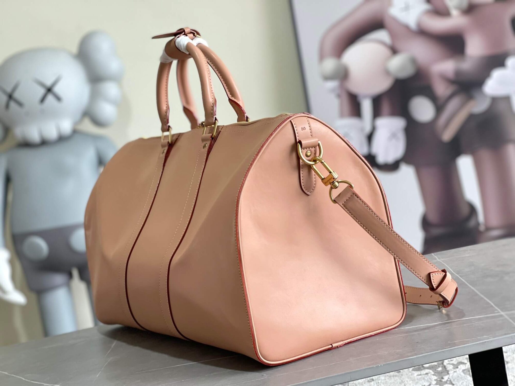 Louis Vuitton LV Monogram Solar Ray canvas Keepall Bandoulière 50 Travel Shoulder Bag M55609 Light Pink - Image 4