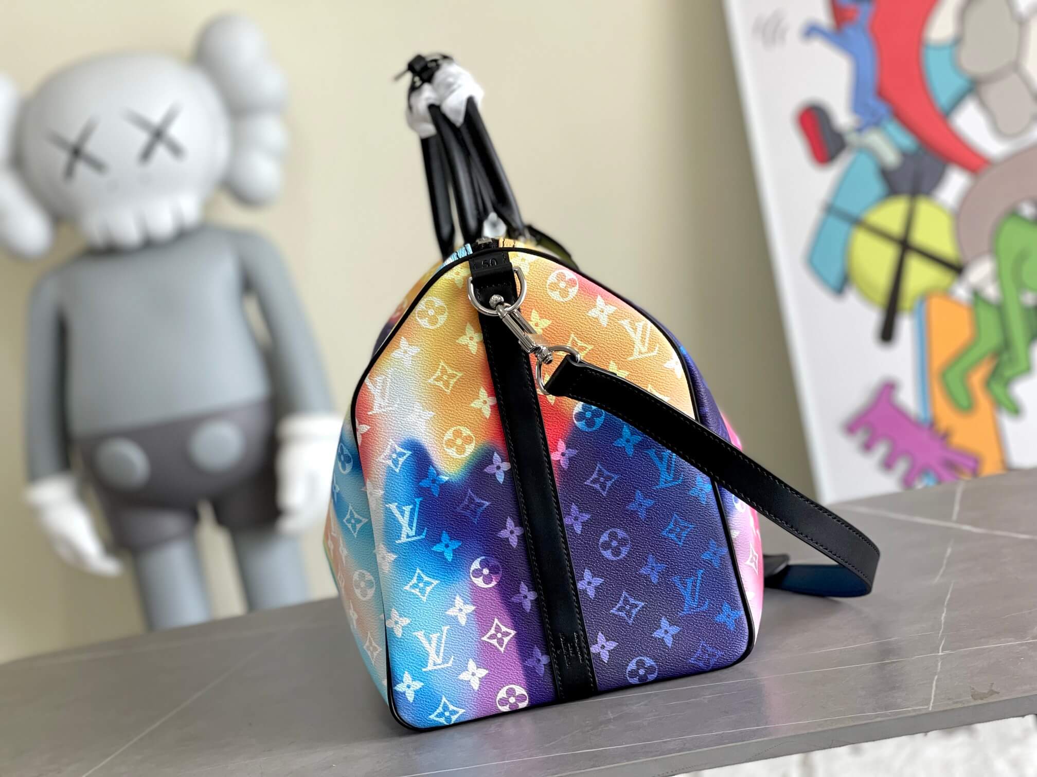 Louis Vuitton LV Monogram Sunset canvas Keepall Bandoulière 50 Travel Bag M45942 Multicolor - Image 4