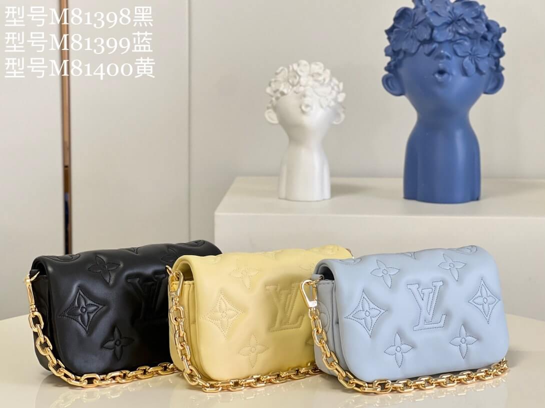 Louis Vuitton LV Monogram Wallet Bubblegram Crossbody Handbag M81398 Black M81399 Blue M81400 Yellow