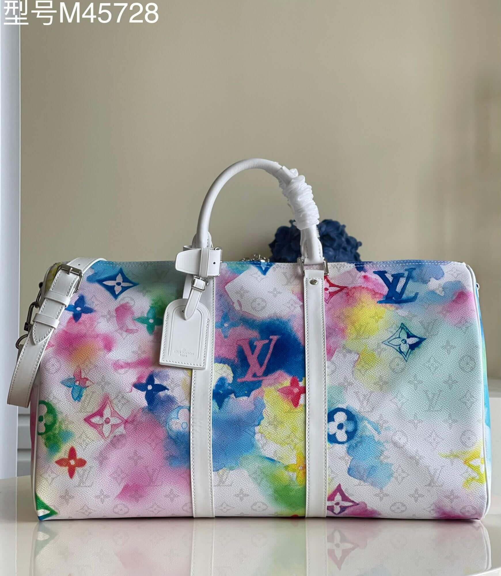 Louis Vuitton LV Monogram Watercolor Multico coated canvas Keepall Bandoulière 50 Travel Shoulder Bag M45758 Multicolor