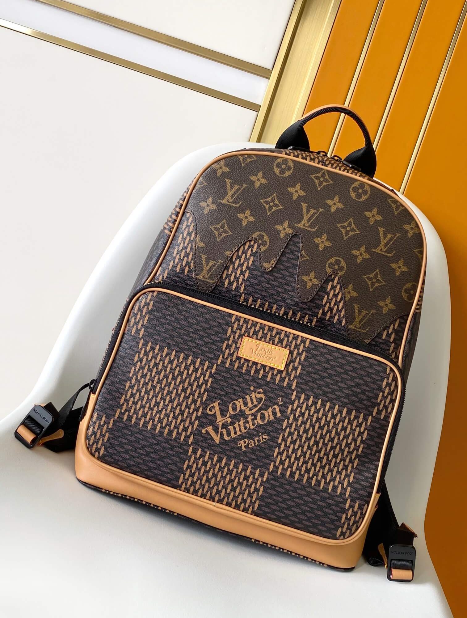 Louis Vuitton LV Monogram X Nigo Giant Damier Ebene Canvas Campus Backpack N40380 Brown