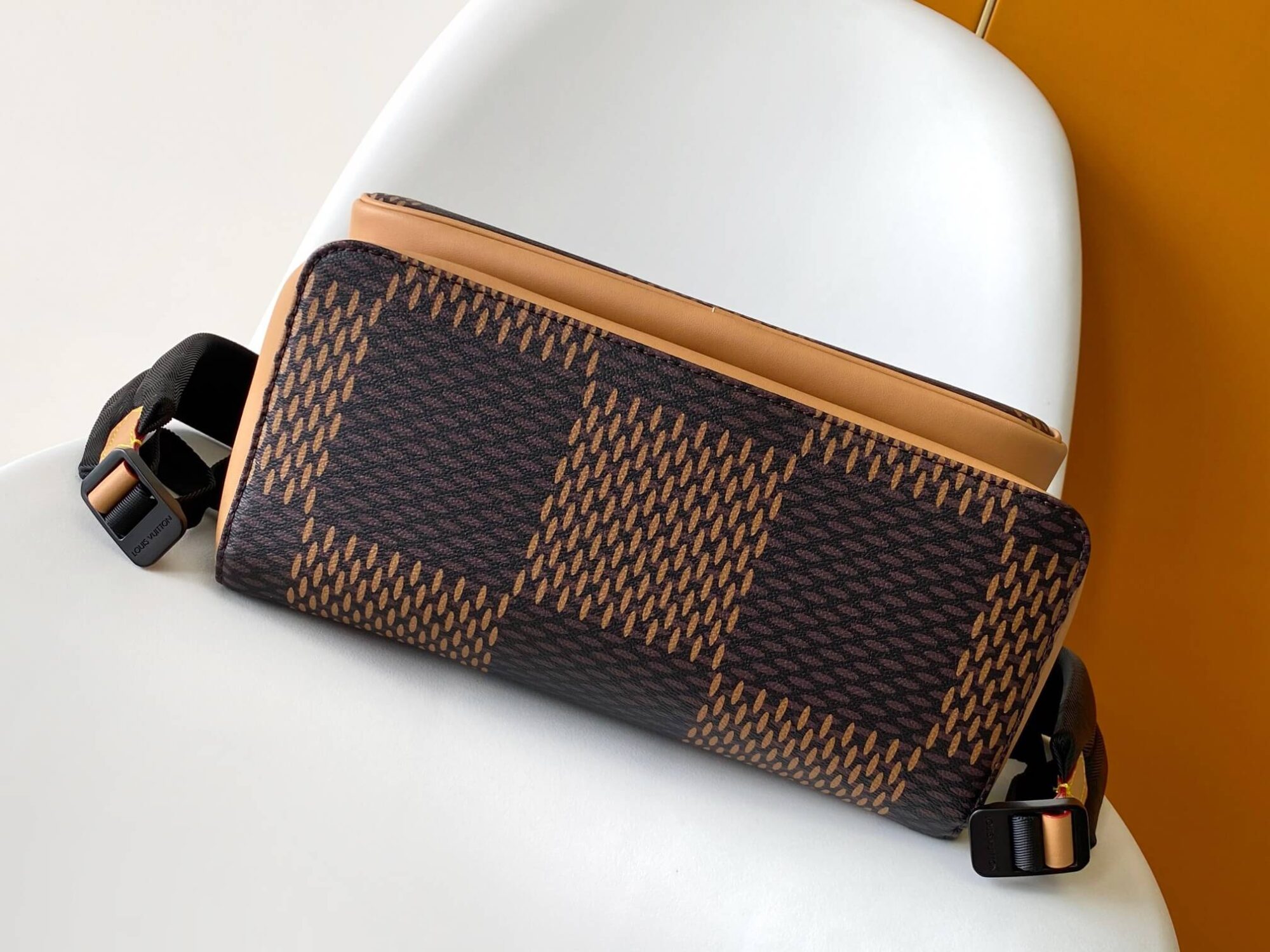 Louis Vuitton LV Monogram X Nigo Giant Damier Ebene Canvas Campus Backpack N40380 Brown - Image 9