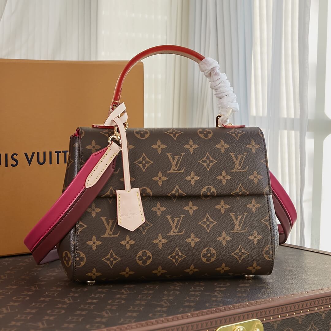 Louis Vuitton LV Monogram canvas Cluny BB Shoulder Handbag M42738 Fuchsia Pink M44863 Brown