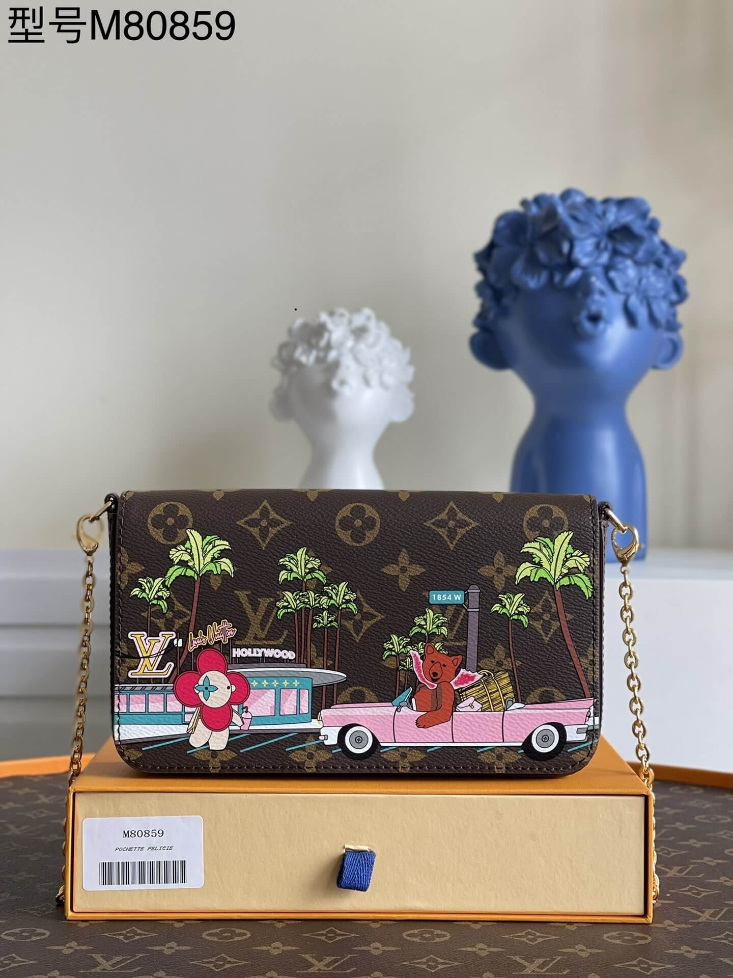 Louis Vuitton LV Monogram canvas Félicie Pochette Vivienne Holiday Bag M80859 Fuchsia Pink