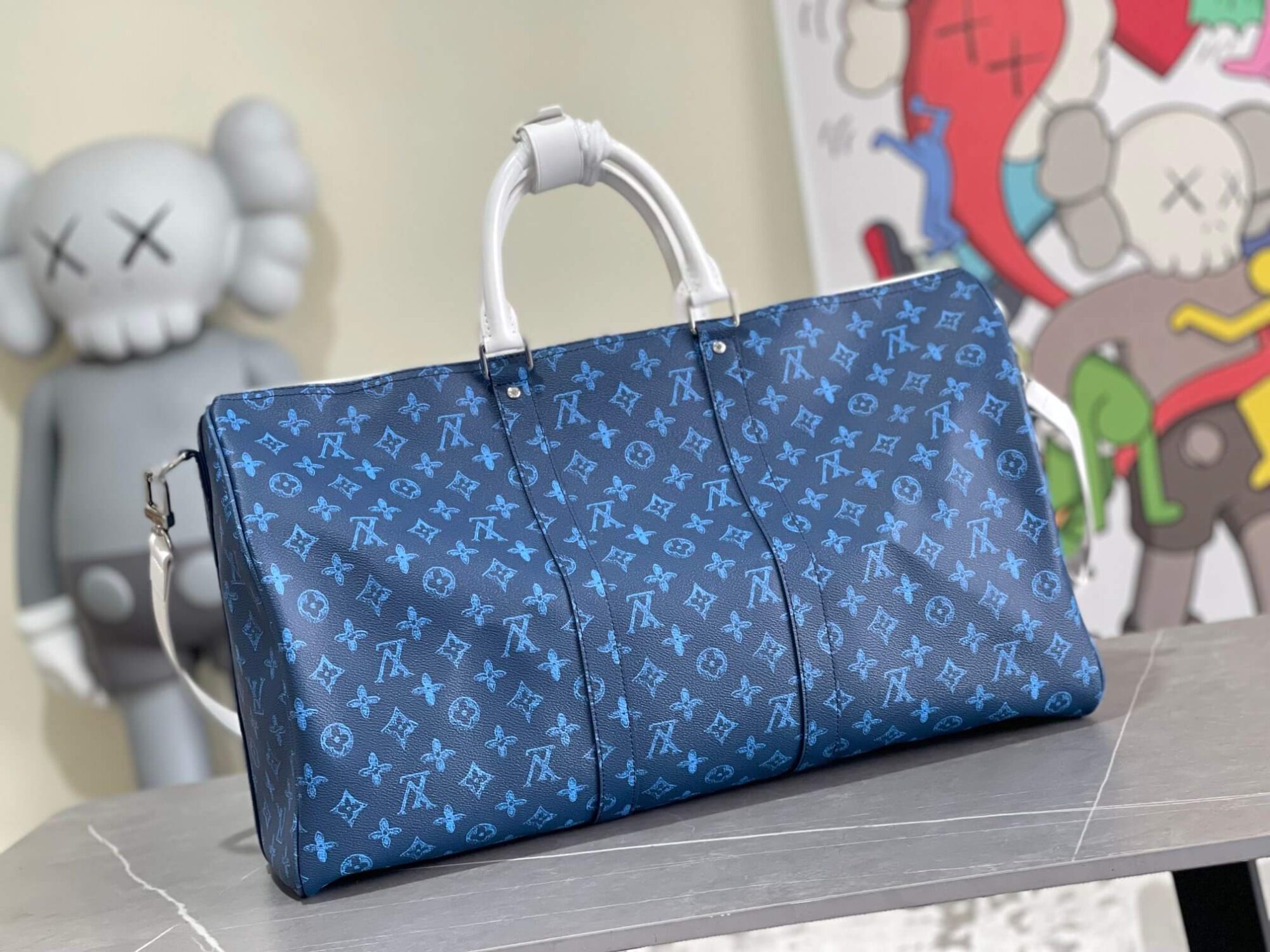 Louis Vuitton LV Monogram canvas Keepall Bandoulière 50 Travel Shoulder Bag M58979 Navy Blue - Image 2