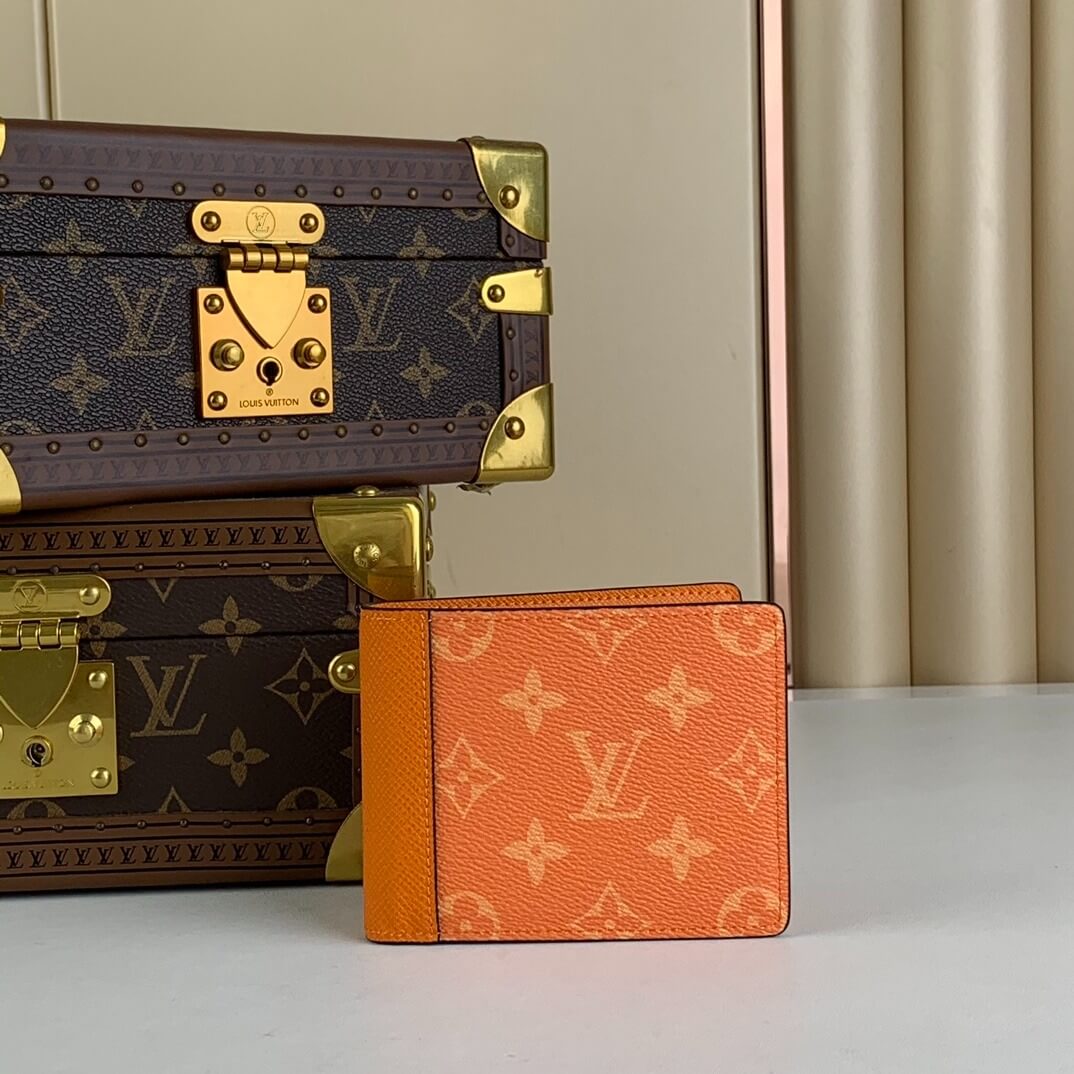 Louis Vuitton LV Monogram canvas Taigarama Multiple Wallet M30995 Orange - Green - Blue