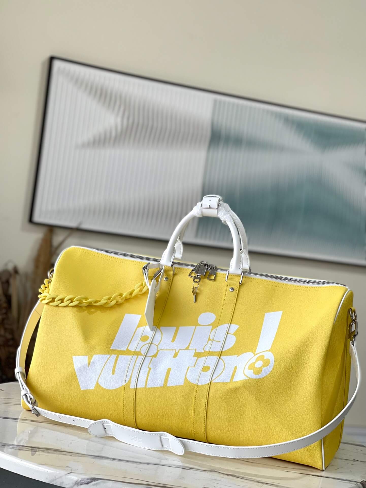 Louis Vuitton LV Monogram coated canvas Keepall Bandouliere 55 Travel Bag M58748 Yellow