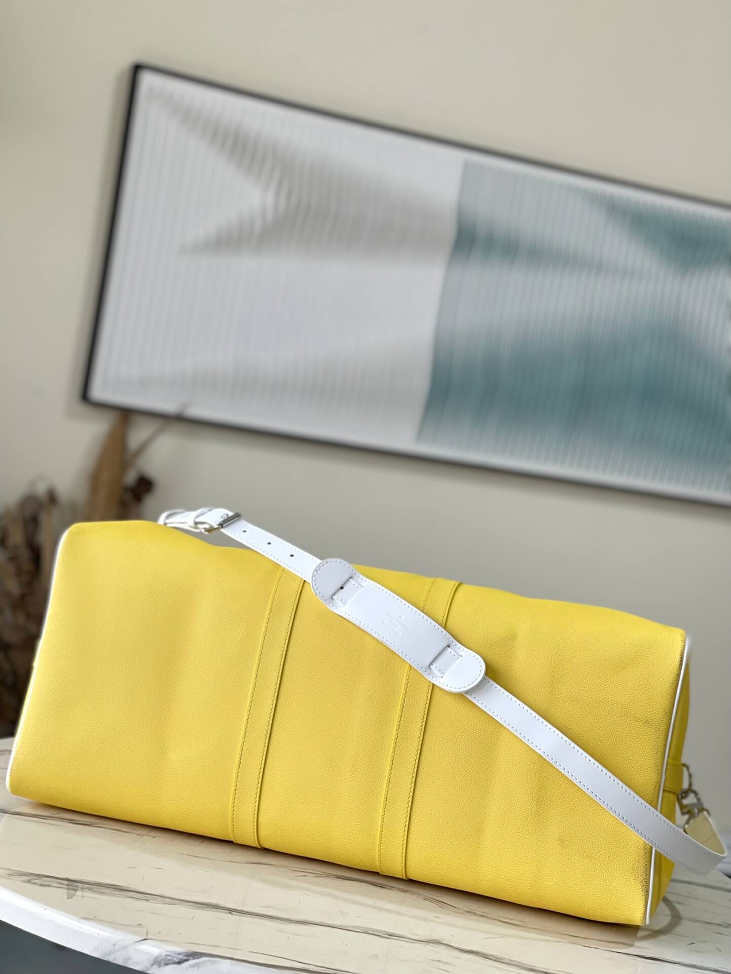 Louis Vuitton LV Monogram coated canvas Keepall Bandouliere 55 Travel Bag M58748 Yellow - Image 9