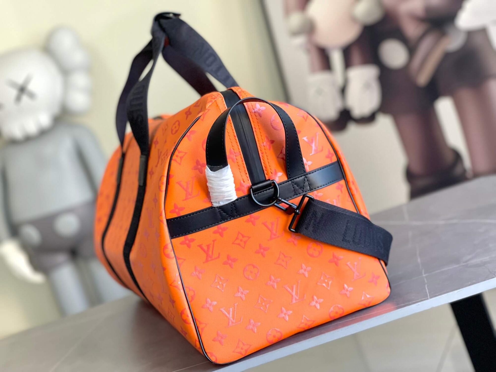 Louis Vuitton LV NBA Monogram Storm coated canvas Basketball Keepall 55 Sport Travel Shoulder Bag M12724 Orange M23801 White - Image 4