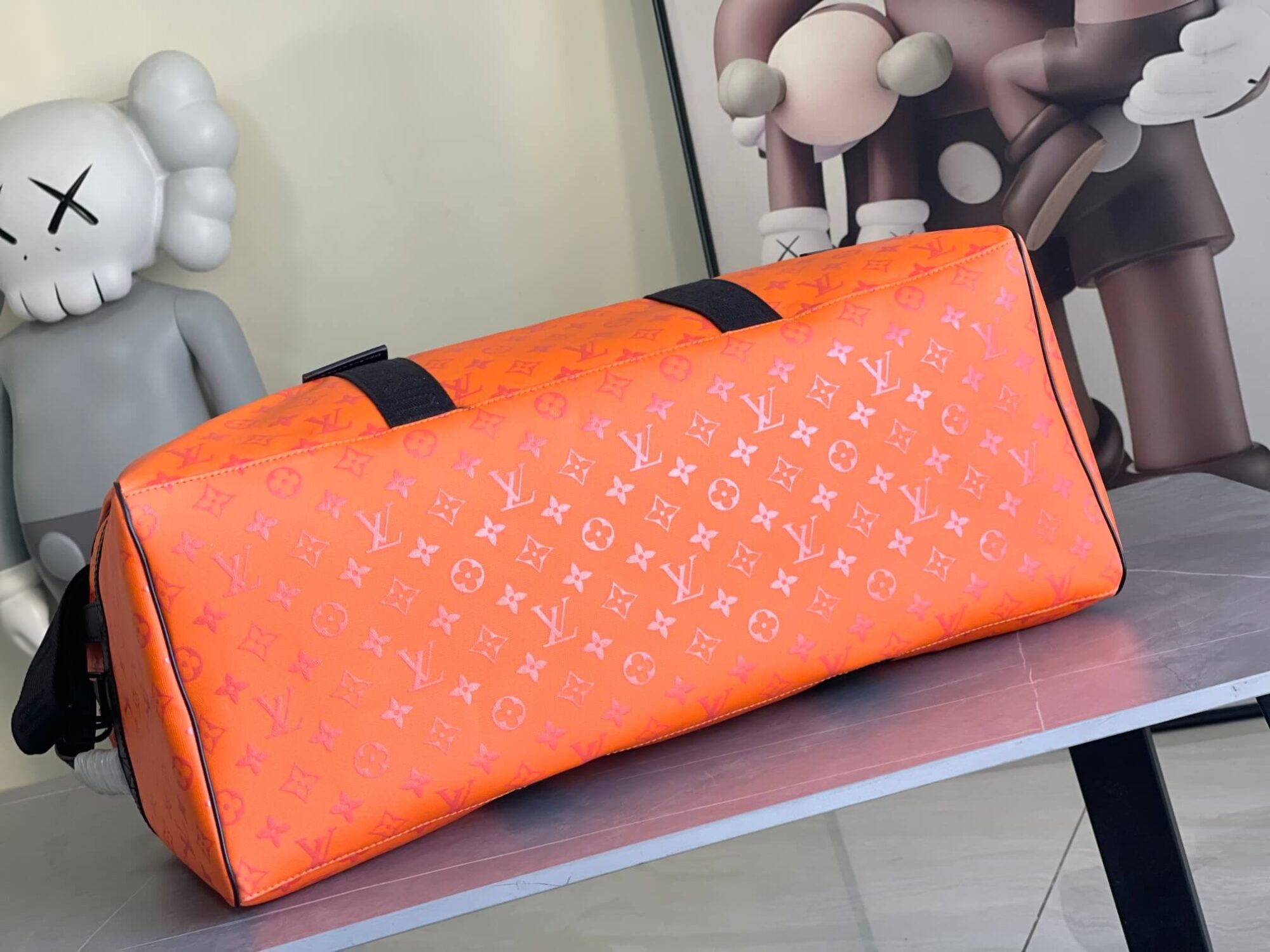 Louis Vuitton LV NBA Monogram Storm coated canvas Basketball Keepall 55 Sport Travel Shoulder Bag M12724 Orange M23801 White - Image 9