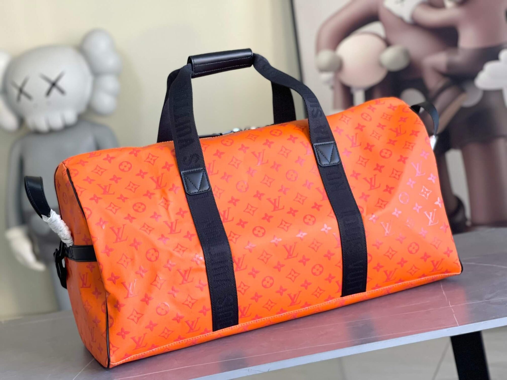 Louis Vuitton LV NBA Monogram Storm coated canvas Basketball Keepall 55 Sport Travel Shoulder Bag M12724 Orange M23801 White - Image 2