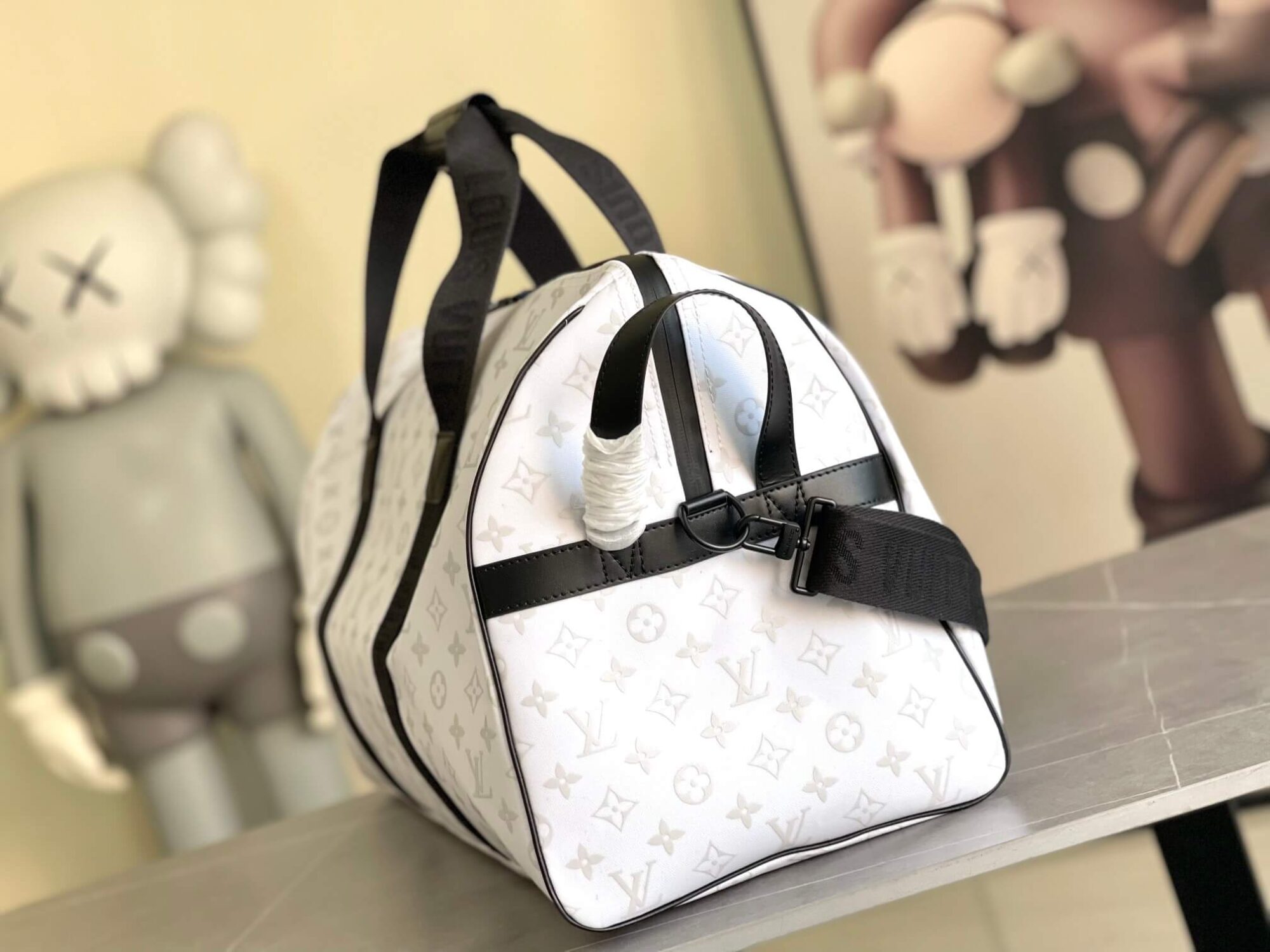 Louis Vuitton LV NBA Monogram Storm coated canvas Basketball Keepall 55 Sport Travel Shoulder Bag M12724 Orange M23801 White - Image 13