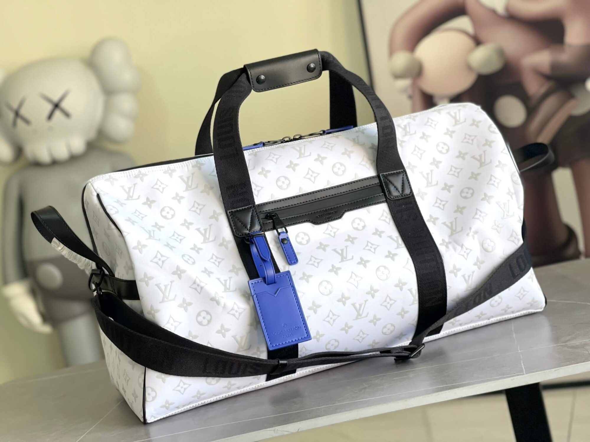 Louis Vuitton LV NBA Monogram Storm coated canvas Basketball Keepall 55 Sport Travel Shoulder Bag M12724 Orange M23801 White - Image 10