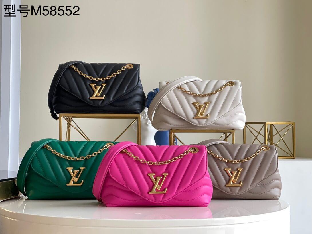 Louis Vuitton LV New Wave Chain Shoulder  HandBag M58549 Cream White M58550 Beige M58552 Black M58553 Pink M58664 Green Caramel - Light Blush Pink