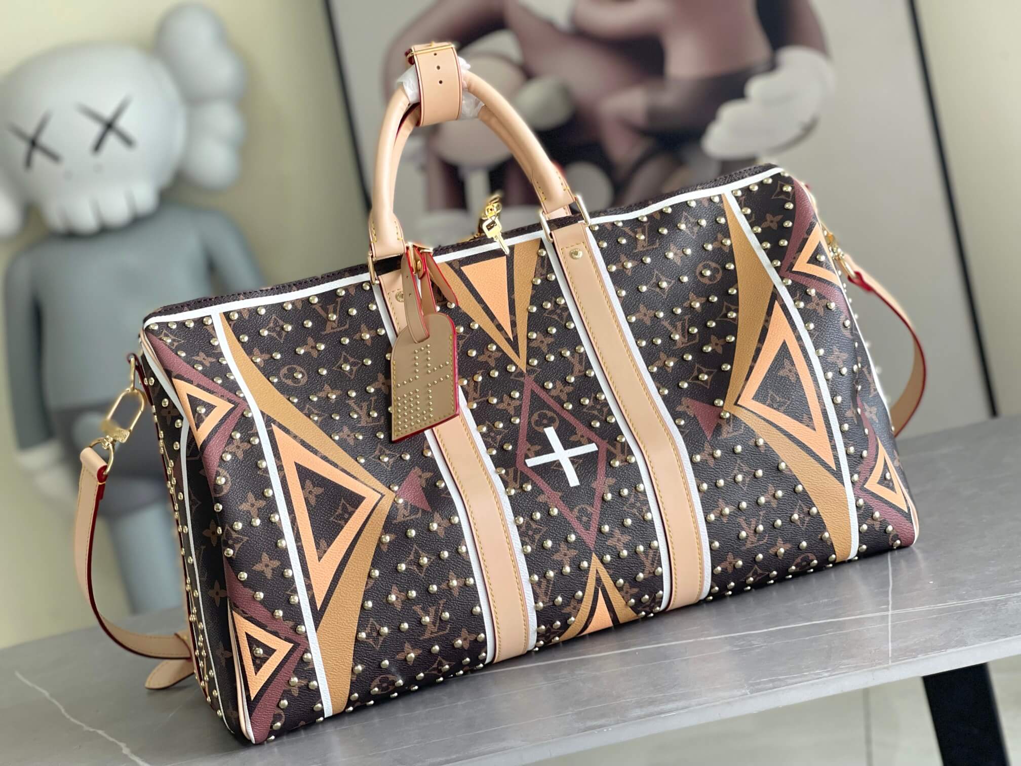 Louis Vuitton LV Parfleche coated canvas Keepall Taurillon Monogram Keepall Bandoulière 50 Travel Shoulder HandBag M11577 Brown