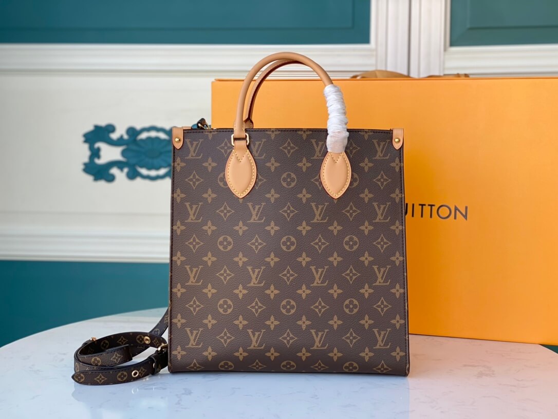 Louis Vuitton LV Sac Plat PM Tote Monogram HandBag M45848 Brown