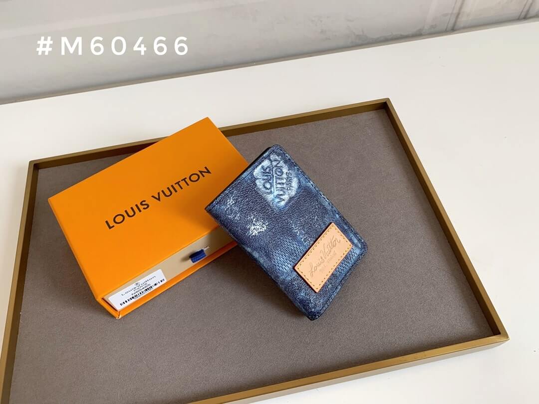 Louis Vuitton LV Small Card Holder Pocket Wallet N60466 Blue N64349 White